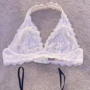 White Free People Lace Halter Bra